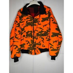 Browning Reversible Hunting Jacket Mens Blaze Orange Camo Red Plaid USA Talon